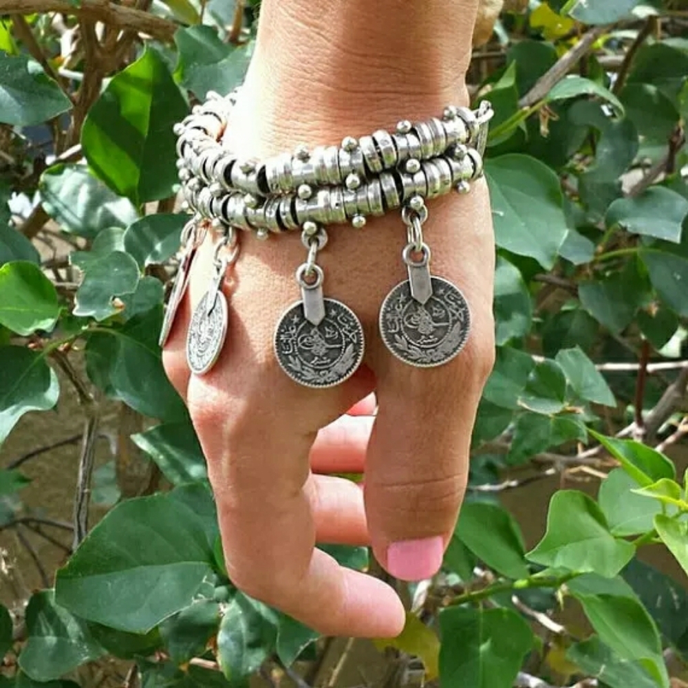 Vintage look coin wrap Bracelet for women